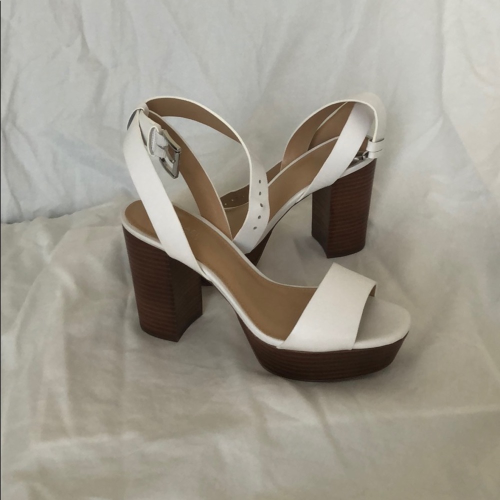Michael Kors leather/ white heels